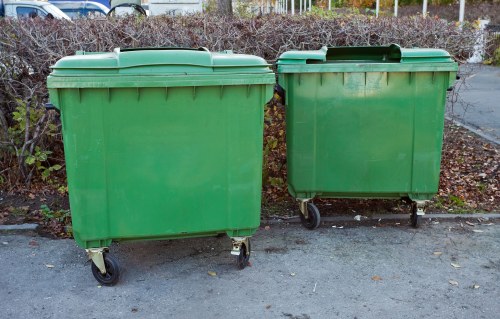 Lewisham street with a skip placed for waste collection