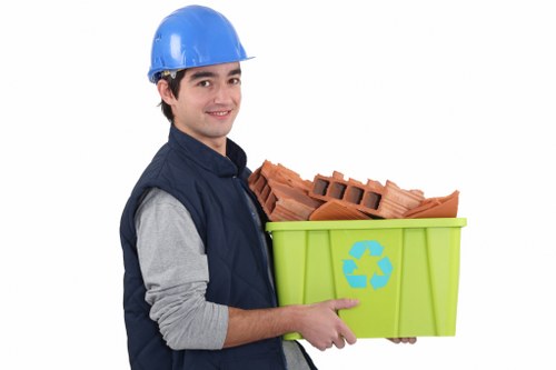 Various demolition waste materials sorted for recycling in Lewisham